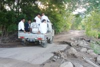 Kondisi Ruas Jalan Nobo-Nurabelen di Kecamatan Ile Bura Tertimbun Material Lahar Dingin