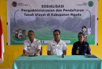 Sosialisasi Pengadministrasian dan Pendaftaran Tanah Ulayat di Kabupaten Ngada, di Kantor Camat Wolomeze, Kabupaten Ngada, Rabu (29/4/2026.